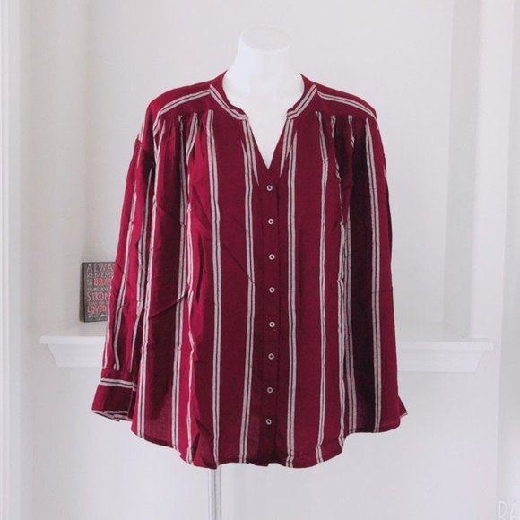Nine West Tops - Nine West Shirt Oversized Striped Blouse Ella Wine Tasting Size XL New w/Tag